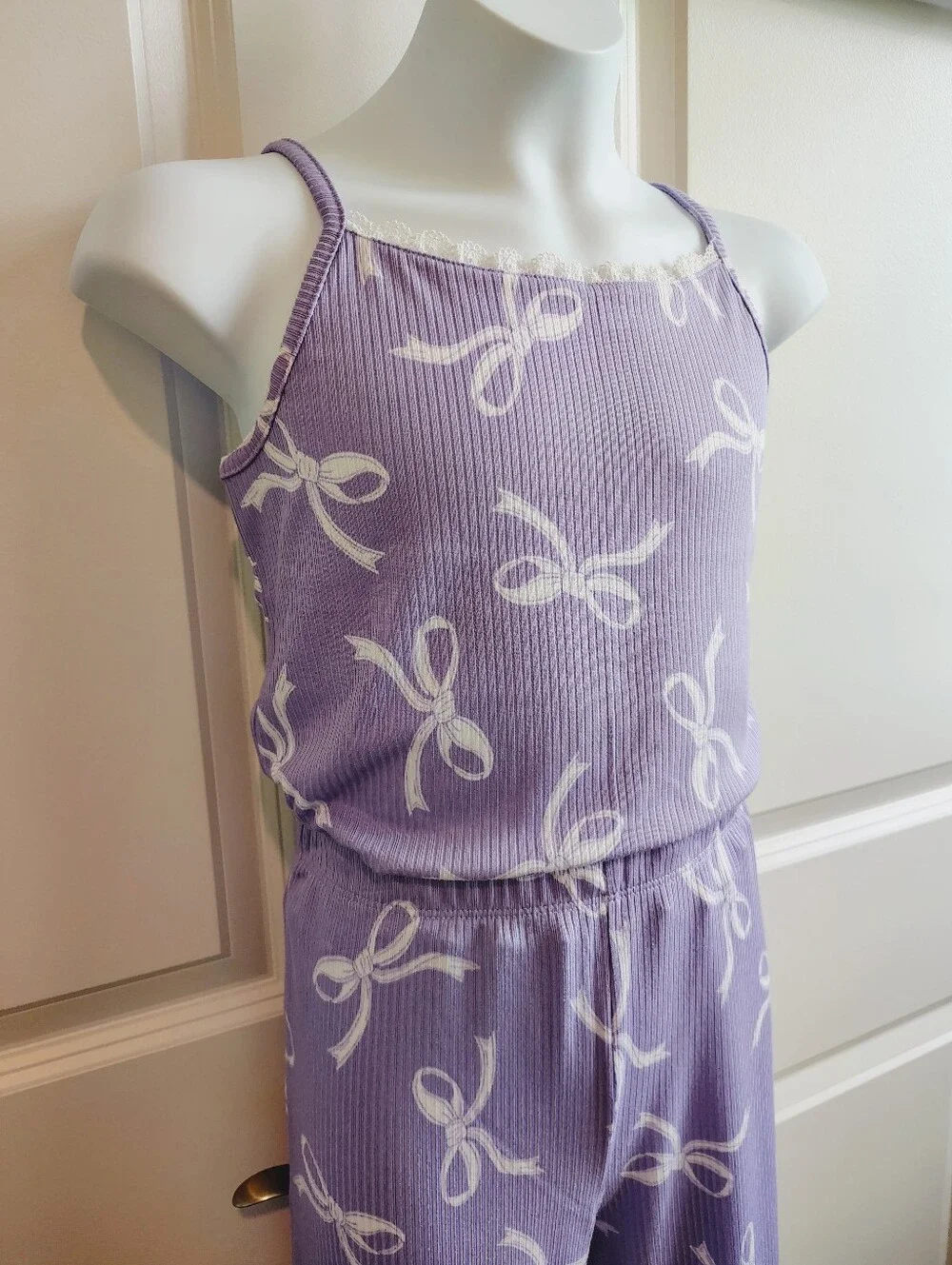 2 Pajama Sets (Purple Bows & Pink Strawberries)